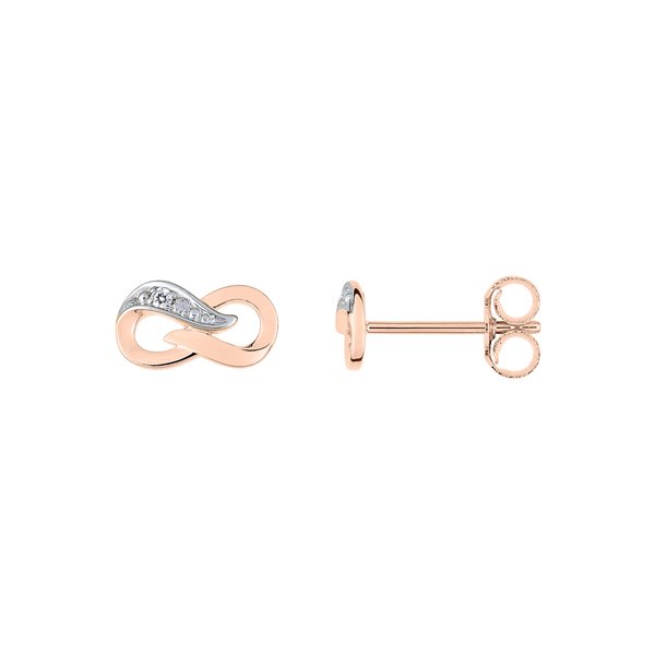 Boucles d'oreilles clou diamant 0.01ct Or Rose et Blanc Or 750