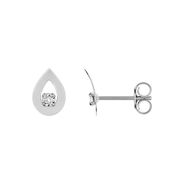 Boucles d'oreilles clou diamant 0.02ct Or Blanc 375