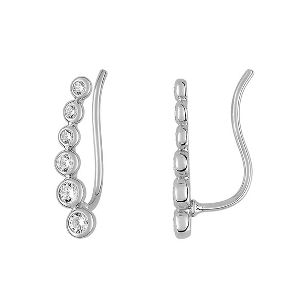 Boucles d'oreilles crochet oxyde(s) de zirconium Or Blanc 375