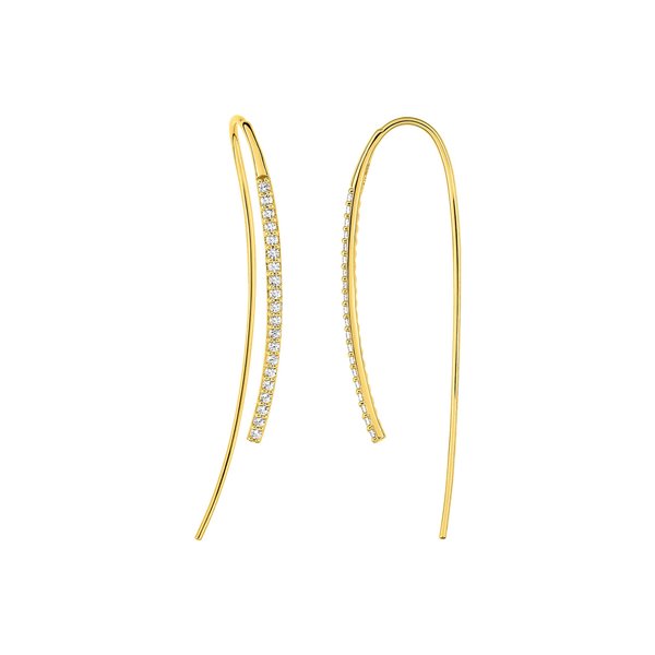 Boucles d'oreilles traversantes oxyde(s) de zirconium Or Jaune 375