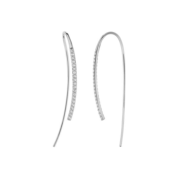 Boucles d'oreilles traversantes oxyde(s) de zirconium Or Blanc 375