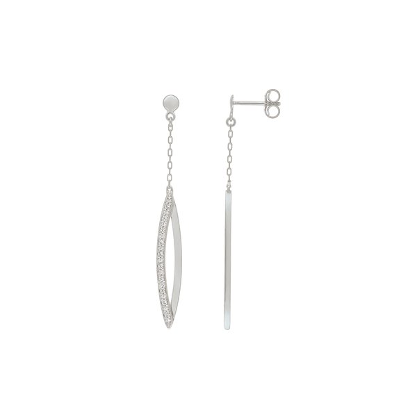 Boucles d'oreilles pendantes oxyde(s) de zirconium Or Blanc 375