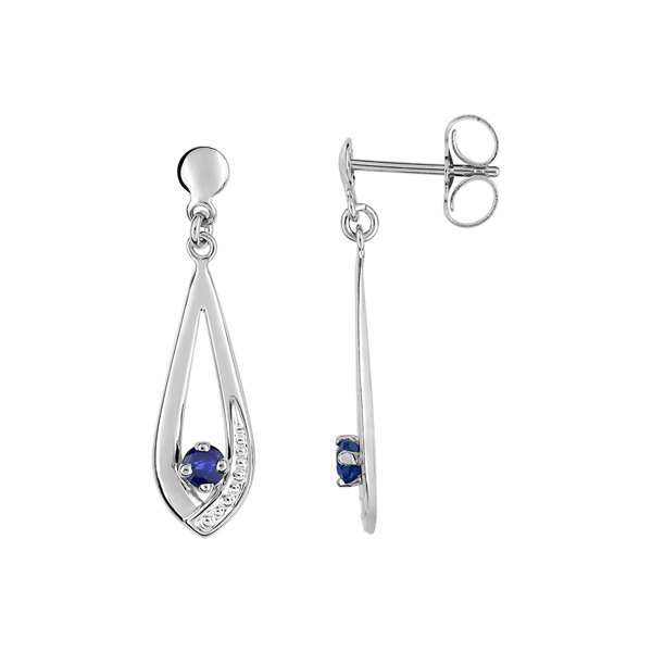 Boucles d'oreilles pendantes saphir Or Blanc 750