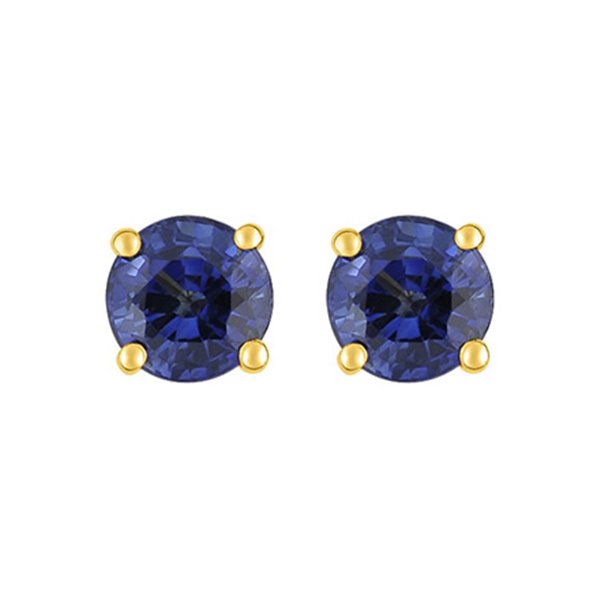 Boucles d'oreilles clou saphir 0.70c.Solitaire Or Jaune 750