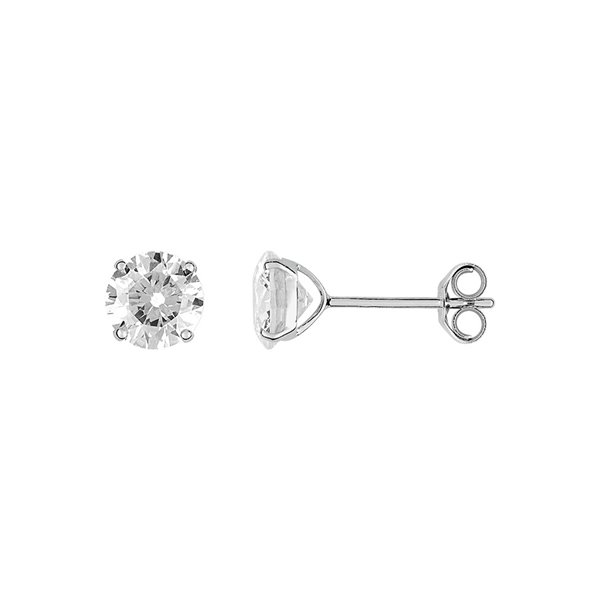 Boucles d'oreilles clou oxyde(s) de zirconium 2.84c Or Blanc 750