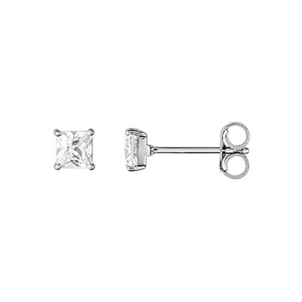 Boucles d'oreilles clou oxyde(s) de zirconium 0.80c Or Blanc 750