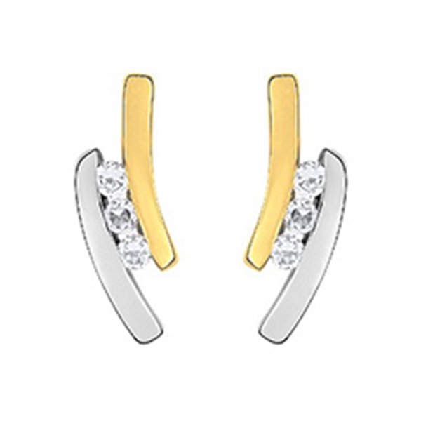 Boucles d'oreilles clou oxyde(s) de zirconium bicolore Or 750