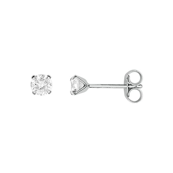 Boucles d'oreilles clou oxyde(s) de zirconium Or Blanc 750