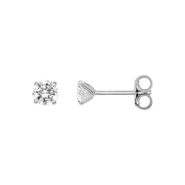 Boucles d'oreilles clou oxyde(s) de zirconium Or Blanc 750