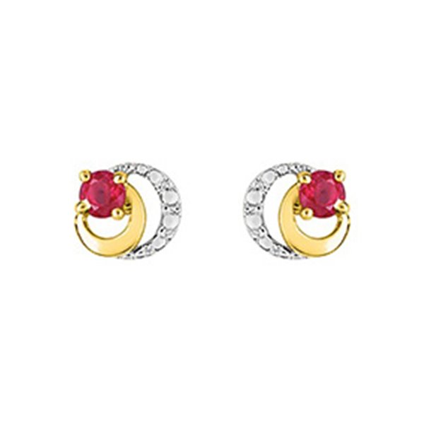 Boucles d'oreilles clou rubis 0.19 bicolore Or 750