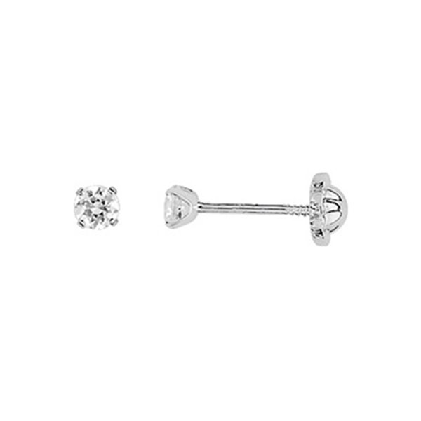 Boucles d'oreilles clou vis oxyde(s) de zirconium 0.44c Or Blanc 750