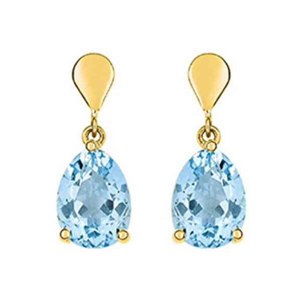 Boucles d'oreilles pendantes topaze bleue traitée Or Jaune 750