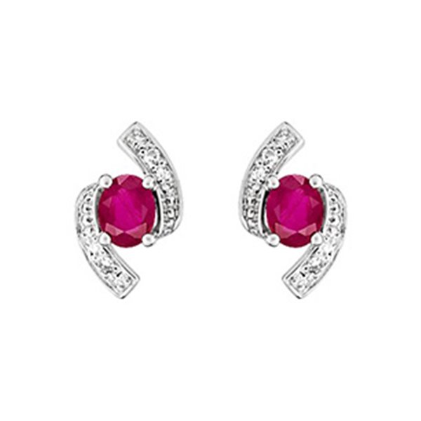 Boucles d'oreilles clou RU+ diamant 0.012 Or Blanc 750