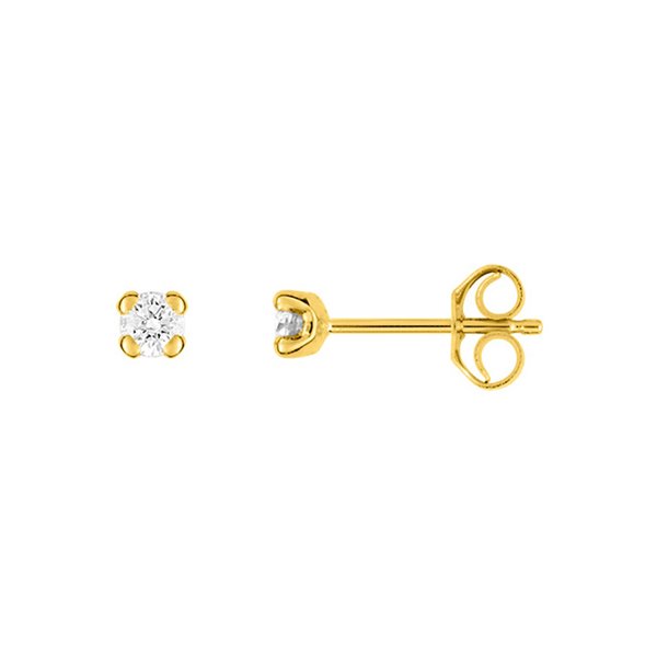 Boucles d'en Oreilles clou diamants 0.10ct en Or Jaune 750