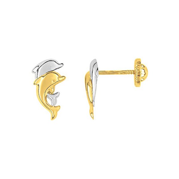 Boucles d'oreilles clou vis Or Jaune et blanc Or 750