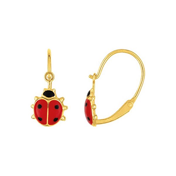 Boucles d'oreilles brisu laqué RGE+ noir Or Jaune 750