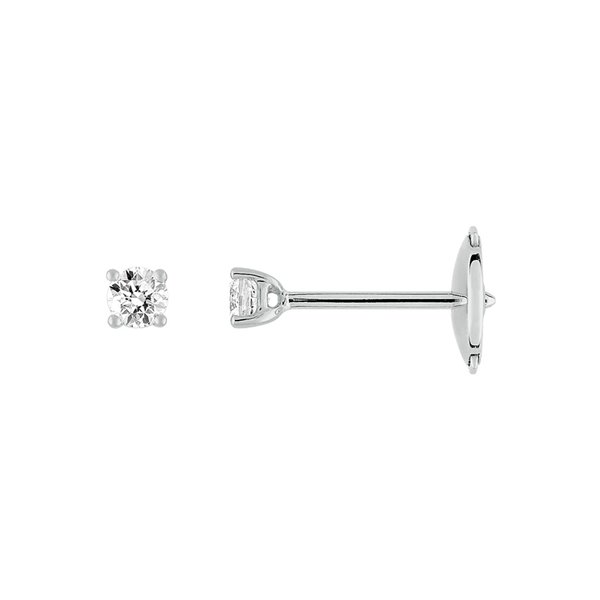 Boucles d'oreilles clou solitaire 0.2ct Or Blanc 750