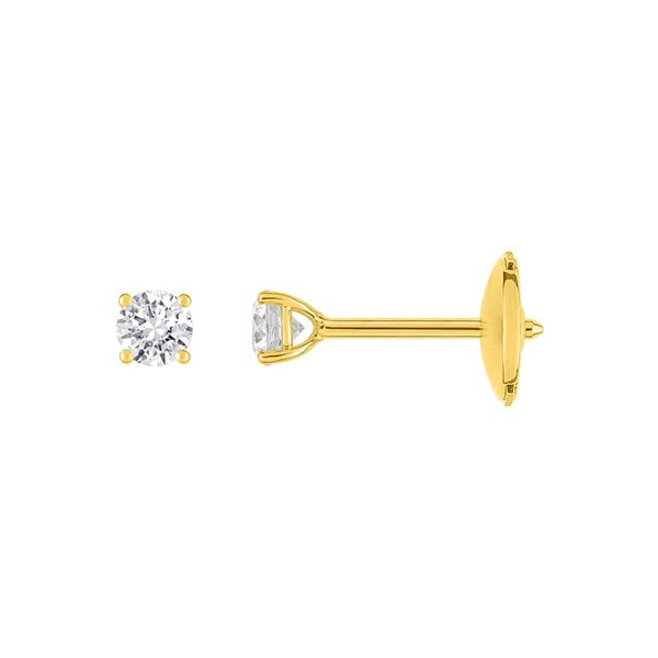 Boucles d'oreilles clou solitaire 0.4ct Or Jaune 750