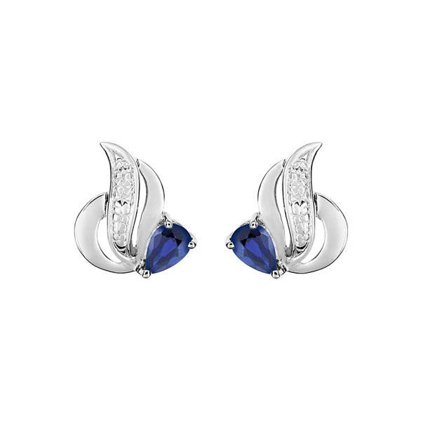 Boucles d'oreilles clou saphir Or Blanc 750