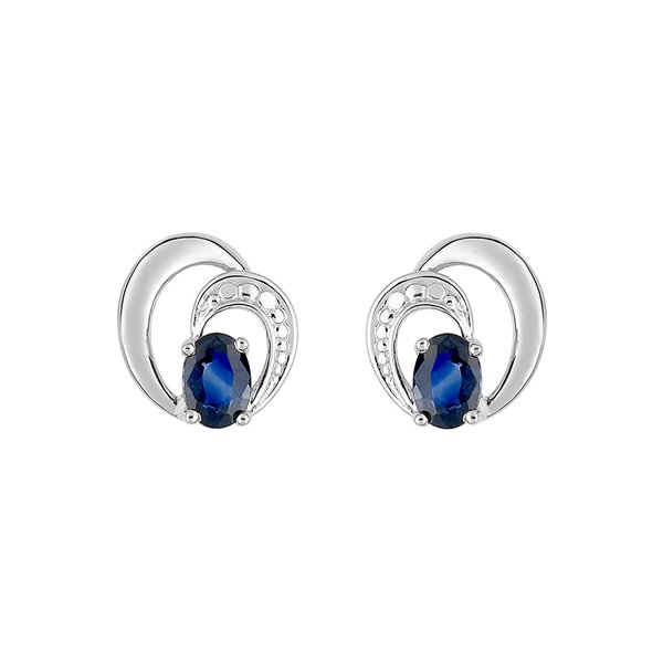 Boucles d'oreilles clou saphir Or Blanc 750