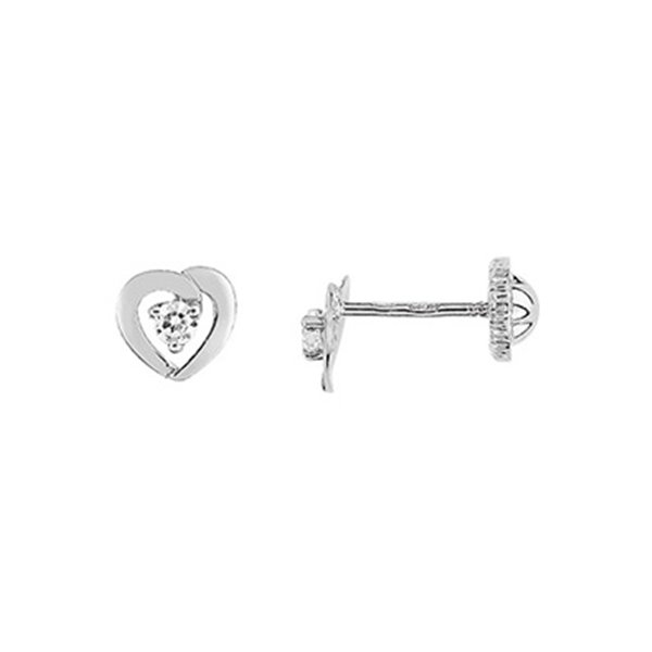 Boucles d'oreilles clou vis oxyde(s) de zirconium Or Blanc 750