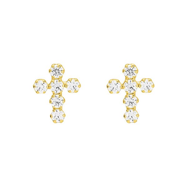 Boucles d'oreilles clou oxyde(s) de zirconium Or Jaune 375