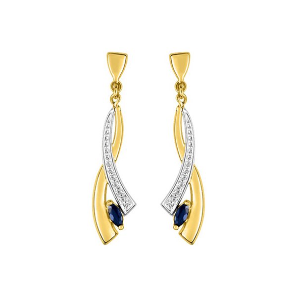 Boucles d'oreilles pendantes saphir Or Jaune 375 rhodiée