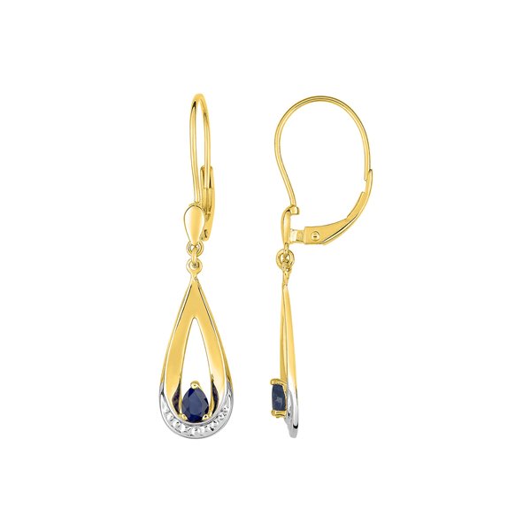 Boucles d'oreilles pendantes saphir Or Jaune 375 rhodiée