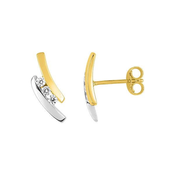 Boucles d'oreilles oxyde(s) de zirconium Or Jaune 375 rhodiée