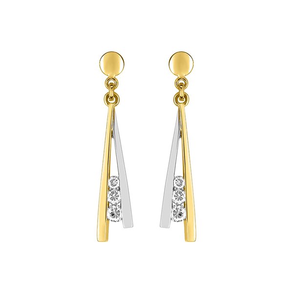 Boucles d'oreilles pendantes oxyde(s) de zirconium Or Jaune 375 rhodiée