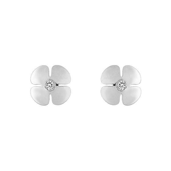 Boucles d'oreilles oxyde(s) de zirconium Or Blanc 375