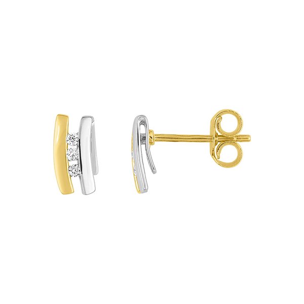 Boucles d'oreilles clou diamant 0.03ct Or Jaune 375 rhodiée