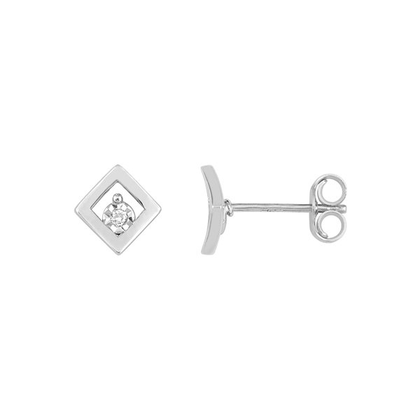 Boucles d'oreilles clou diamant 0.02ct Or Blanc 375