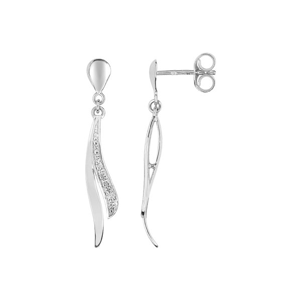 Boucles d'oreilles pendantes diamant 0.02ct Or Blanc 375