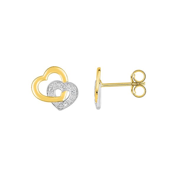 Boucles d'oreilles clou diamant 0.02ct Or Jaune 375 rhodiée