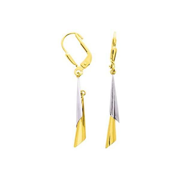 Boucles d'oreilles dormeuses Or Jaune et Blanc Or 375