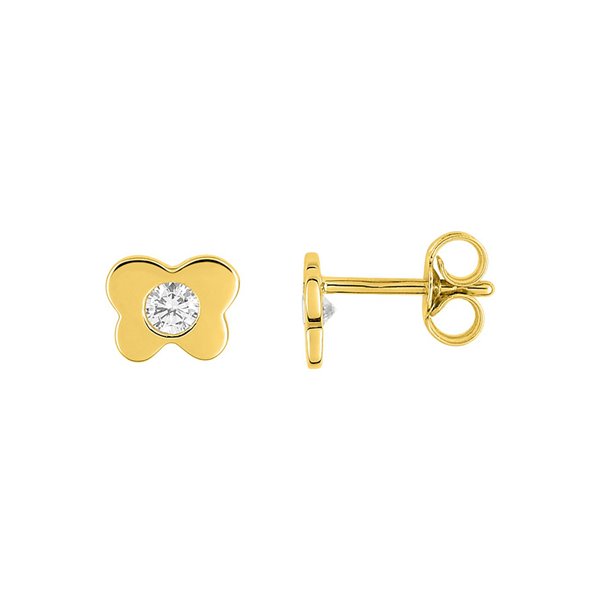 Boucles d'oreilles clou oxyde(s) de zirconium Or Jaune 375