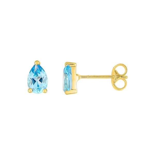 Boucles d'oreilles clou topaze bleue traitée Or Jaune 375