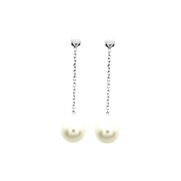 Boucles d'oreilles pendantes perle de culture d'eau douce Or Blanc 375