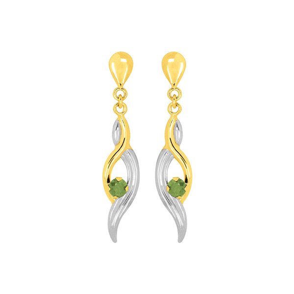 Boucles d'oreilles pendantes émeraude Or Jaune 375 rhodiée