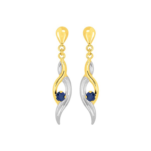 Boucles d'oreilles pendantes saphir Or Jaune 375 rhodiée