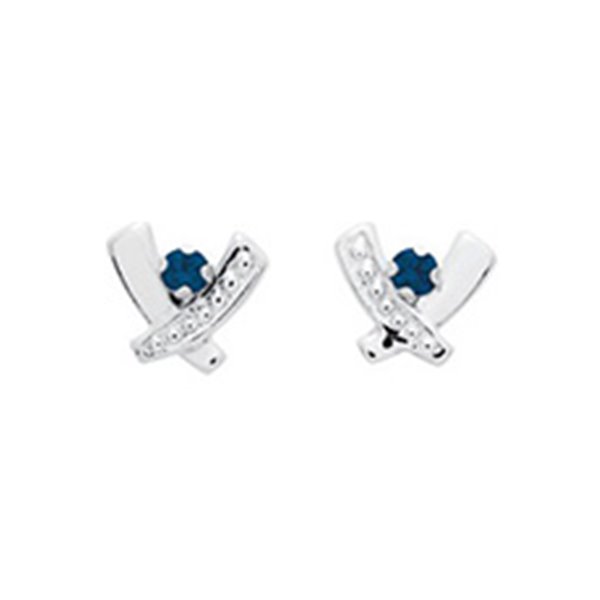 Boucles d'oreilles clou saphir Or Blanc 375