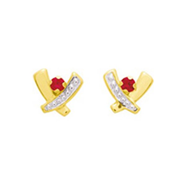 Boucles d'oreilles clou rubis Or Jaune 375