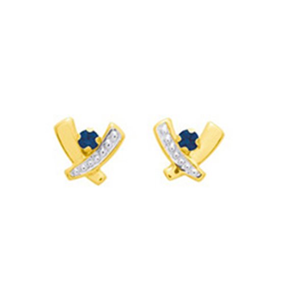 Boucles d'oreilles clou saphir Or Jaune 375