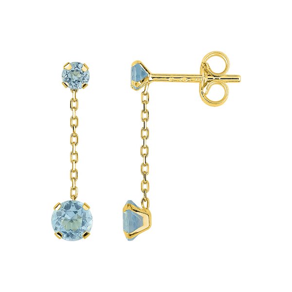 Boucles d'oreilles pendantes topaze bleue traitée Or Jaune 375