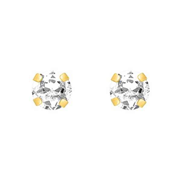 Boucles d'oreilles clou oxyde(s) de zirconium Or Jaune 375