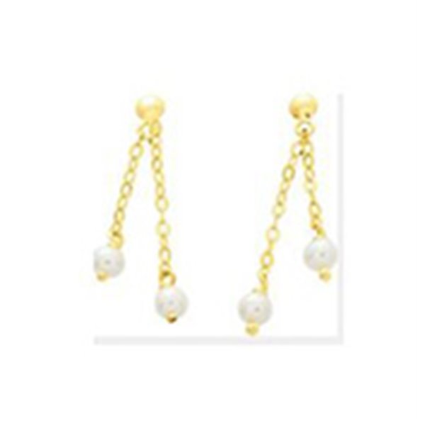 Boucles d'oreilles pendantes perle de culture d'eau douce Or Jaune 375