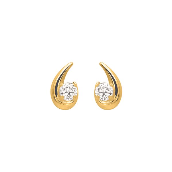 Boucles d'oreilles clou oxyde(s) de zirconium Or Jaune 750