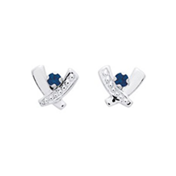 Boucles d'oreilles clou saphir Or Blanc 750