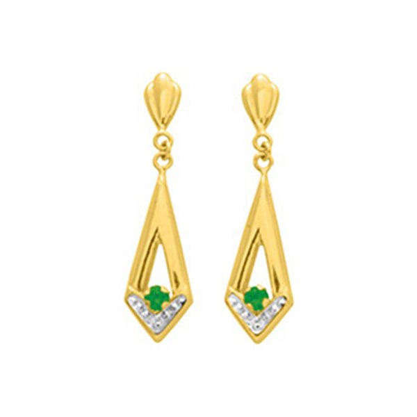 Boucles d'oreilles pendantes émeraude Or Jaune 750 rhodiée